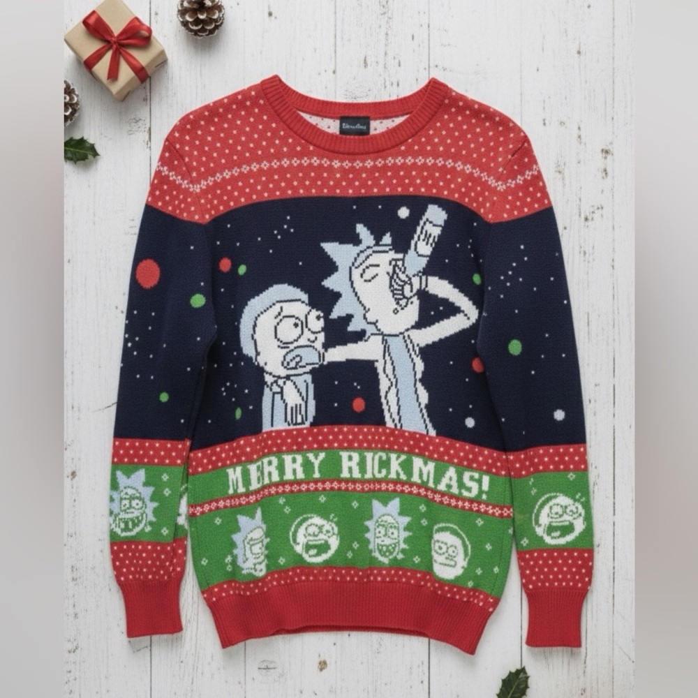 RICK AND MORTY Men’s Pullover Ugly Christmas Sweater